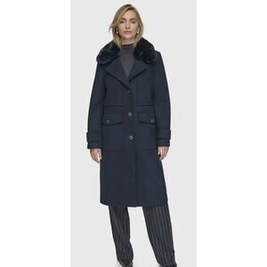 NWT Andrew Marc women's olpae sb wool twill coat with back vent Size Large